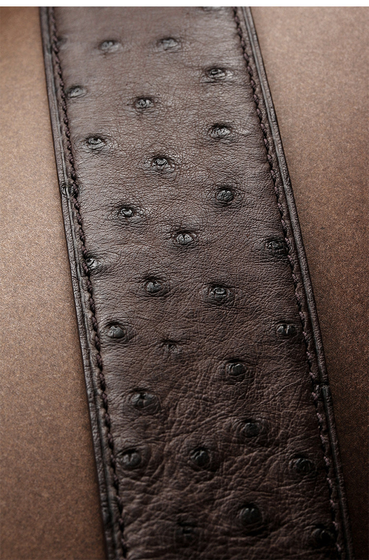 Falcon Feather Ostrich Leather Biker Belt — detail view 11