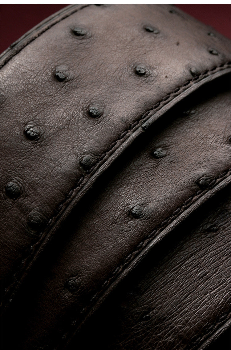 Falcon Feather Ostrich Leather Biker Belt — detail view 12
