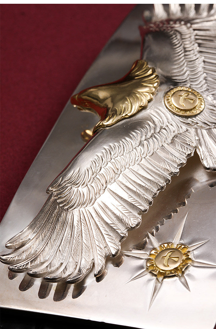 Falcon Silver Crocodile Leather Biker Belt — detail view 11
