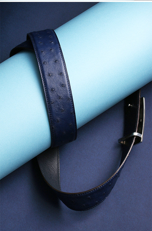 Falcon Turquoise Ostrich Leather Biker Belt — detail view 2
