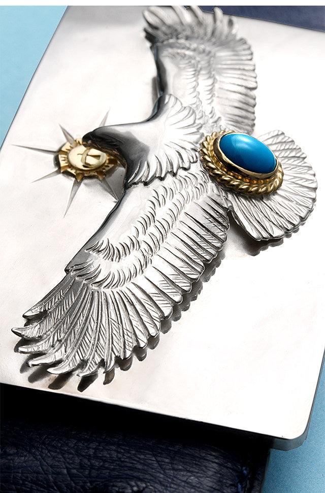 Falcon Turquoise Ostrich Leather Biker Belt — detail view 5