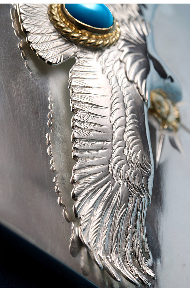Falcon Turquoise Ostrich Leather Biker Belt — detail view 7