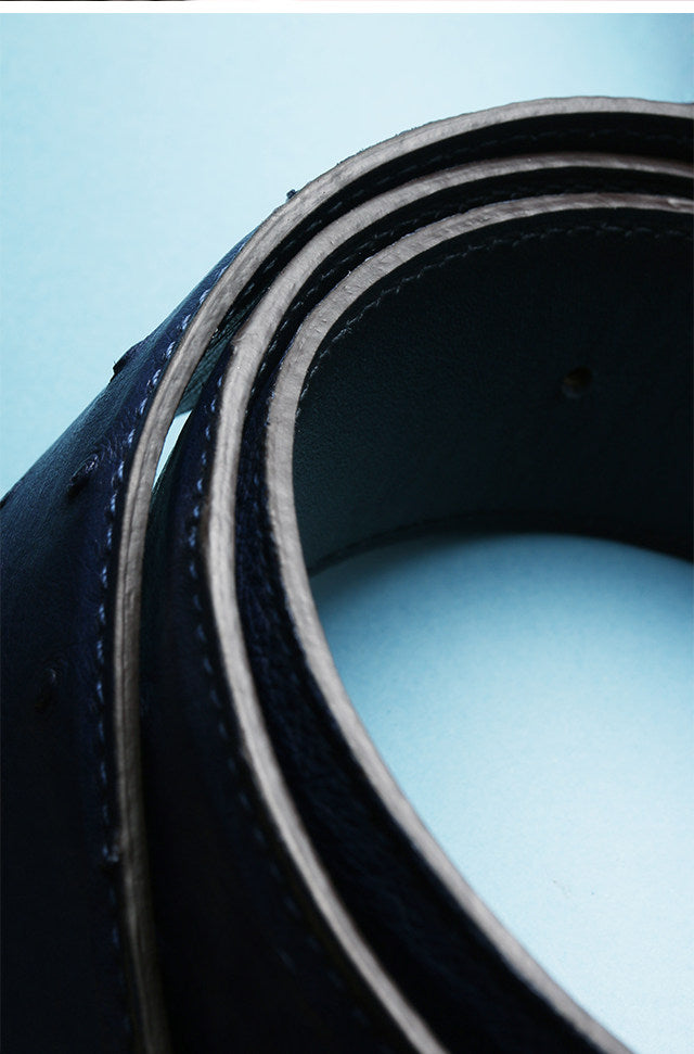 Falcon Turquoise Ostrich Leather Biker Belt — detail view 10