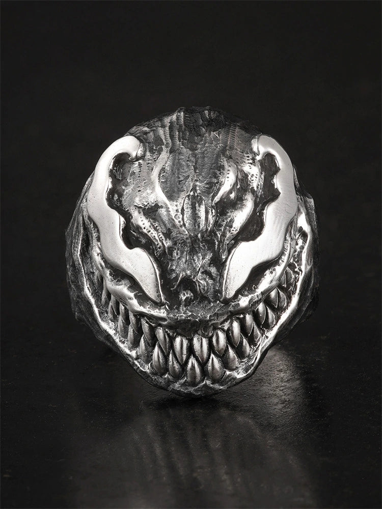 Fanged Monster 925 Sterling Silver Biker Ring - view 1