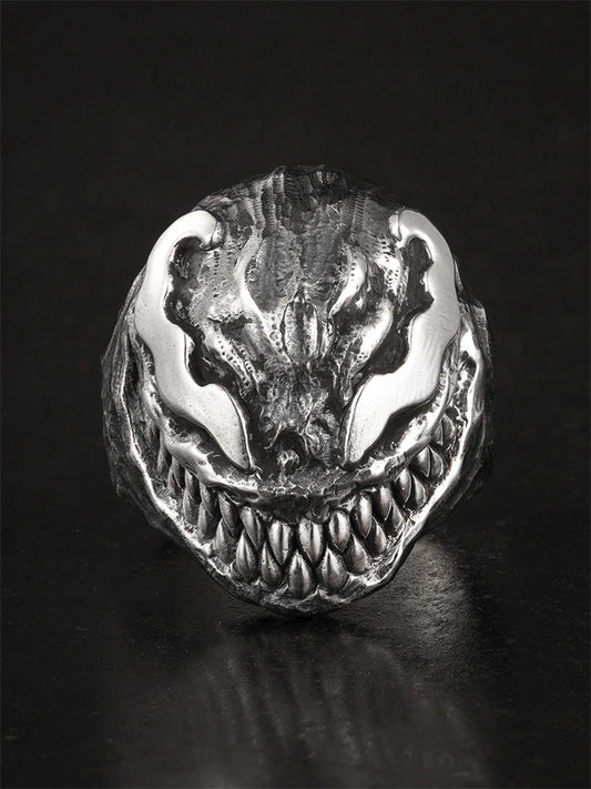Fanged Monster 925 Sterling Silver Biker Ring - view 1