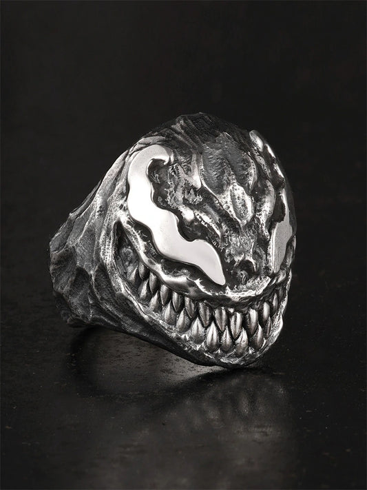 Fanged Monster 925 Sterling Silver Biker Ring - view 2