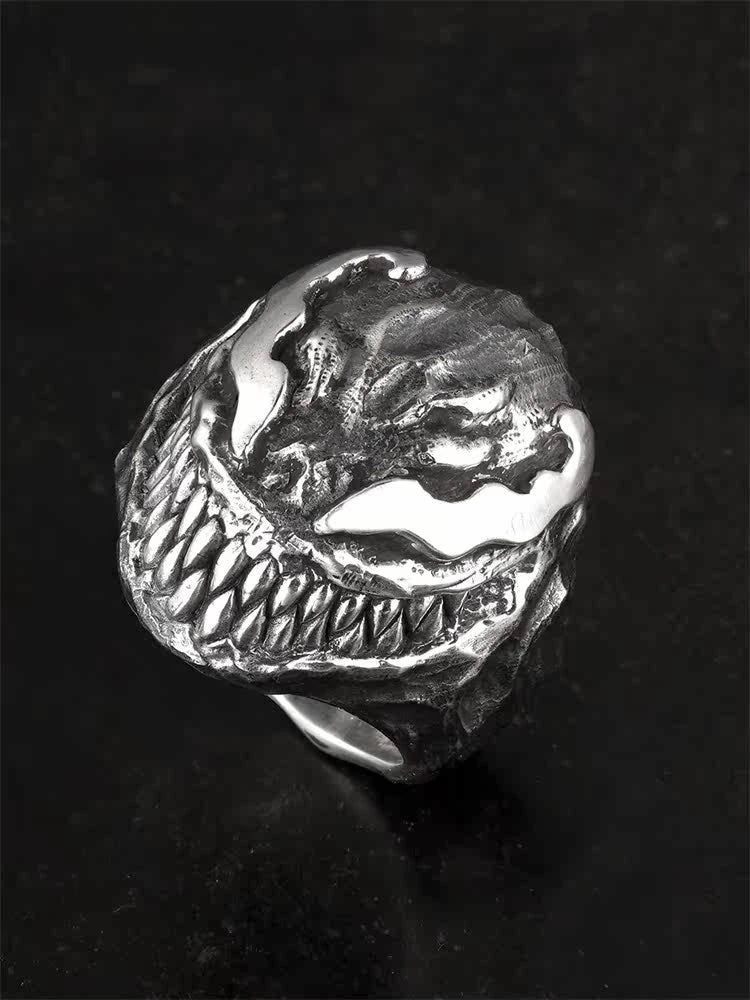 Fanged Monster 925 Sterling Silver Biker Ring - view 3