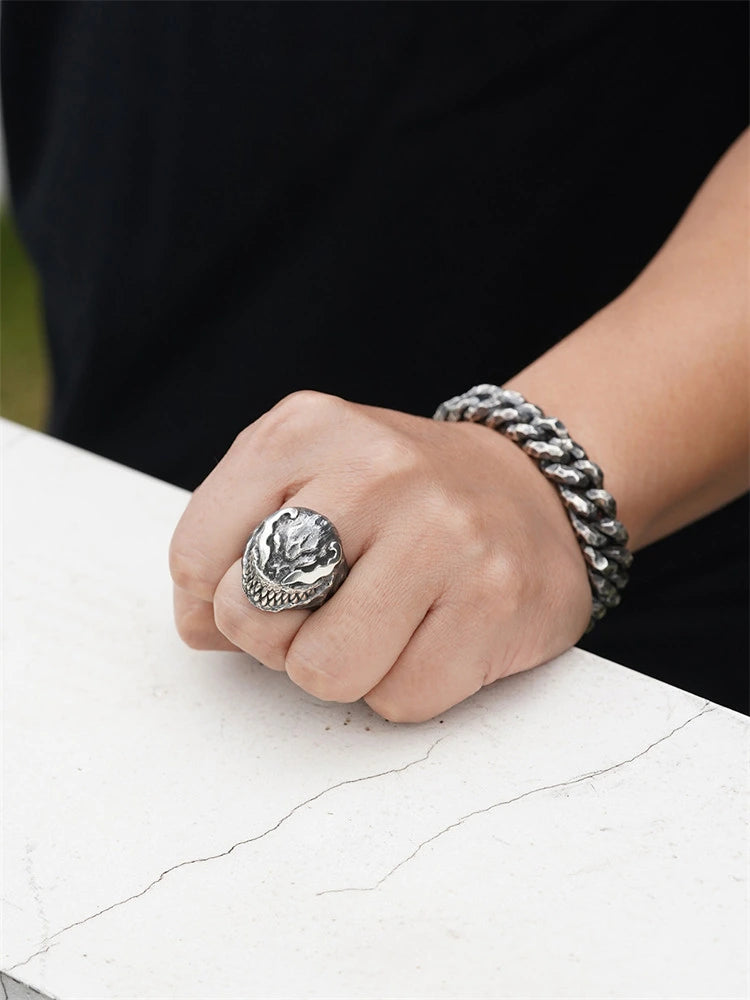 Fanged Monster 925 Sterling Silver Biker Ring - view 4