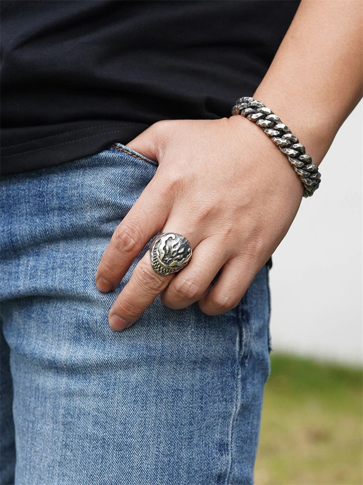 Fanged Monster 925 Sterling Silver Biker Ring - view 5