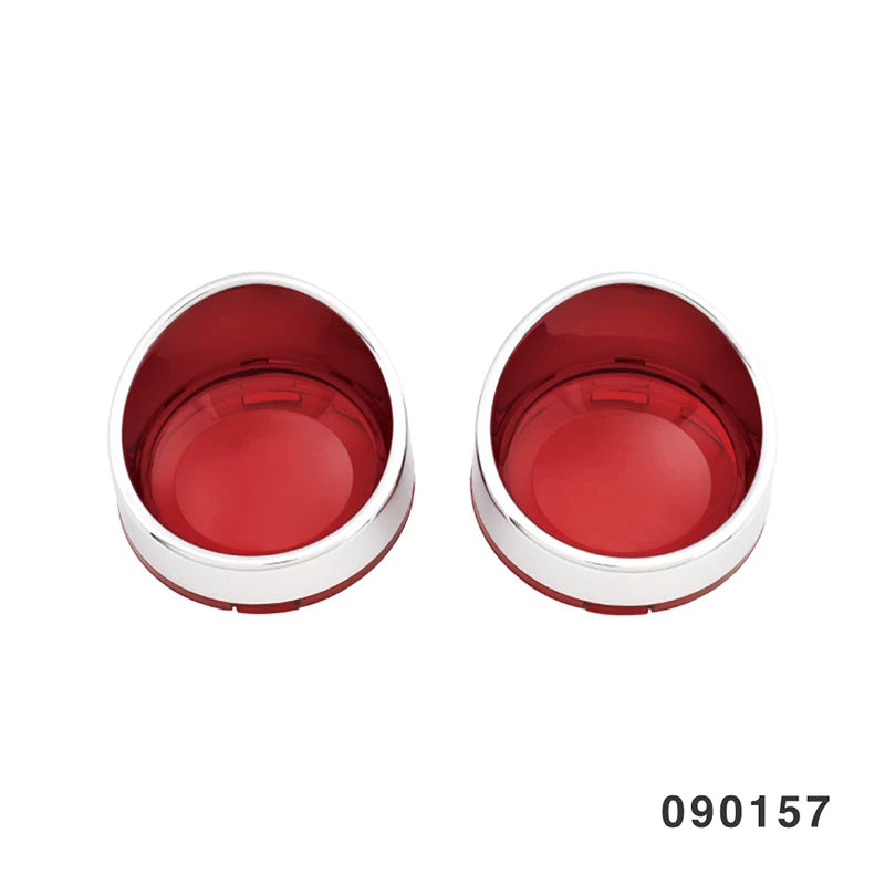 Fangster 090157 chrome turn signal housings with red lenses