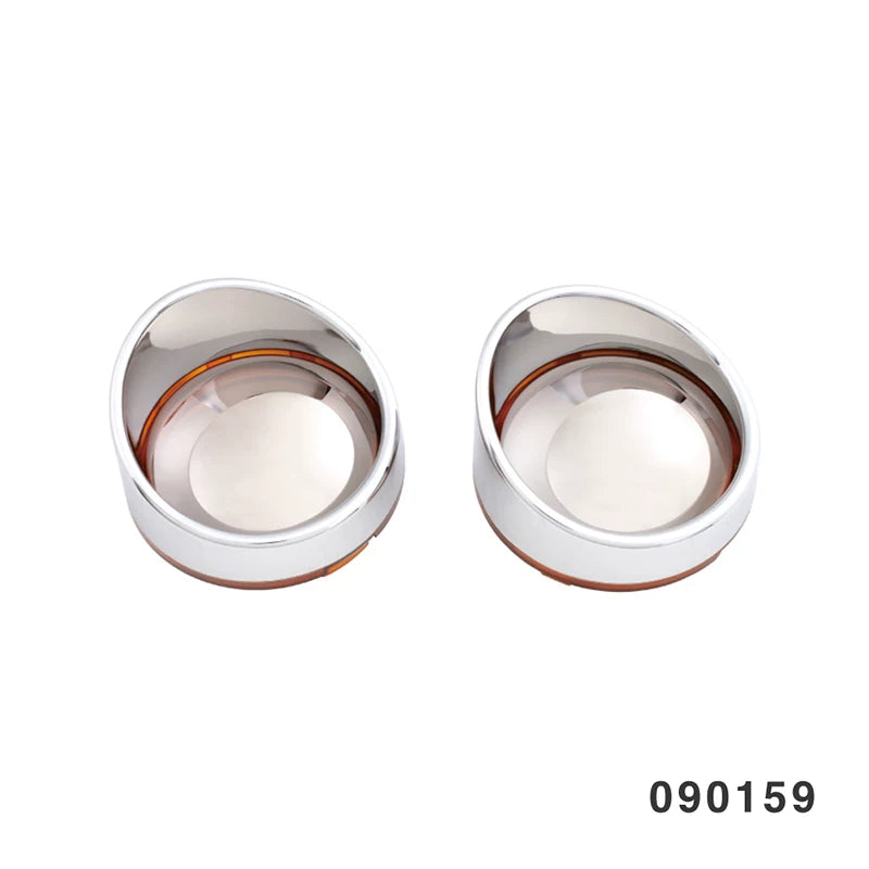 Fangster 090159 chrome housings with clear-center amber lenses