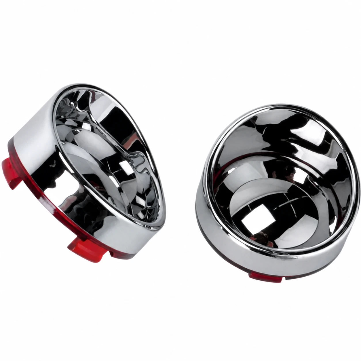 Fangster 090160 chrome housings with clear-center red lenses