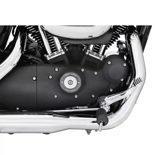 Chrome Fangster forward controls installed on a Harley-Davidson Sportster XL motorcycle
