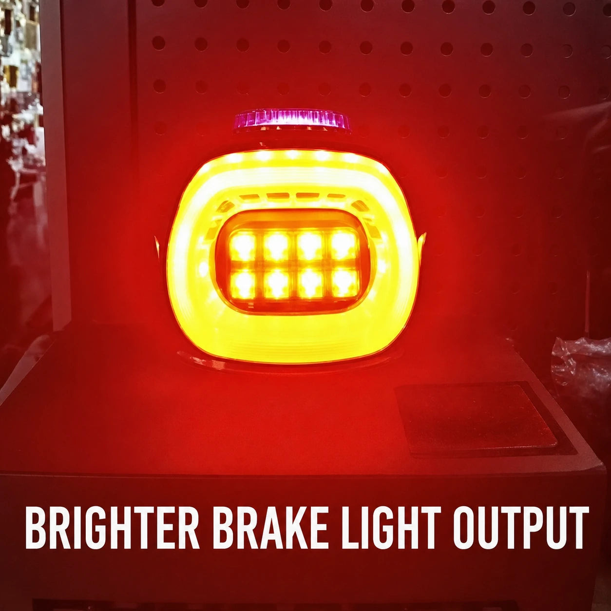 Fangster Harley integrated LED tail light showing brighter brake light output