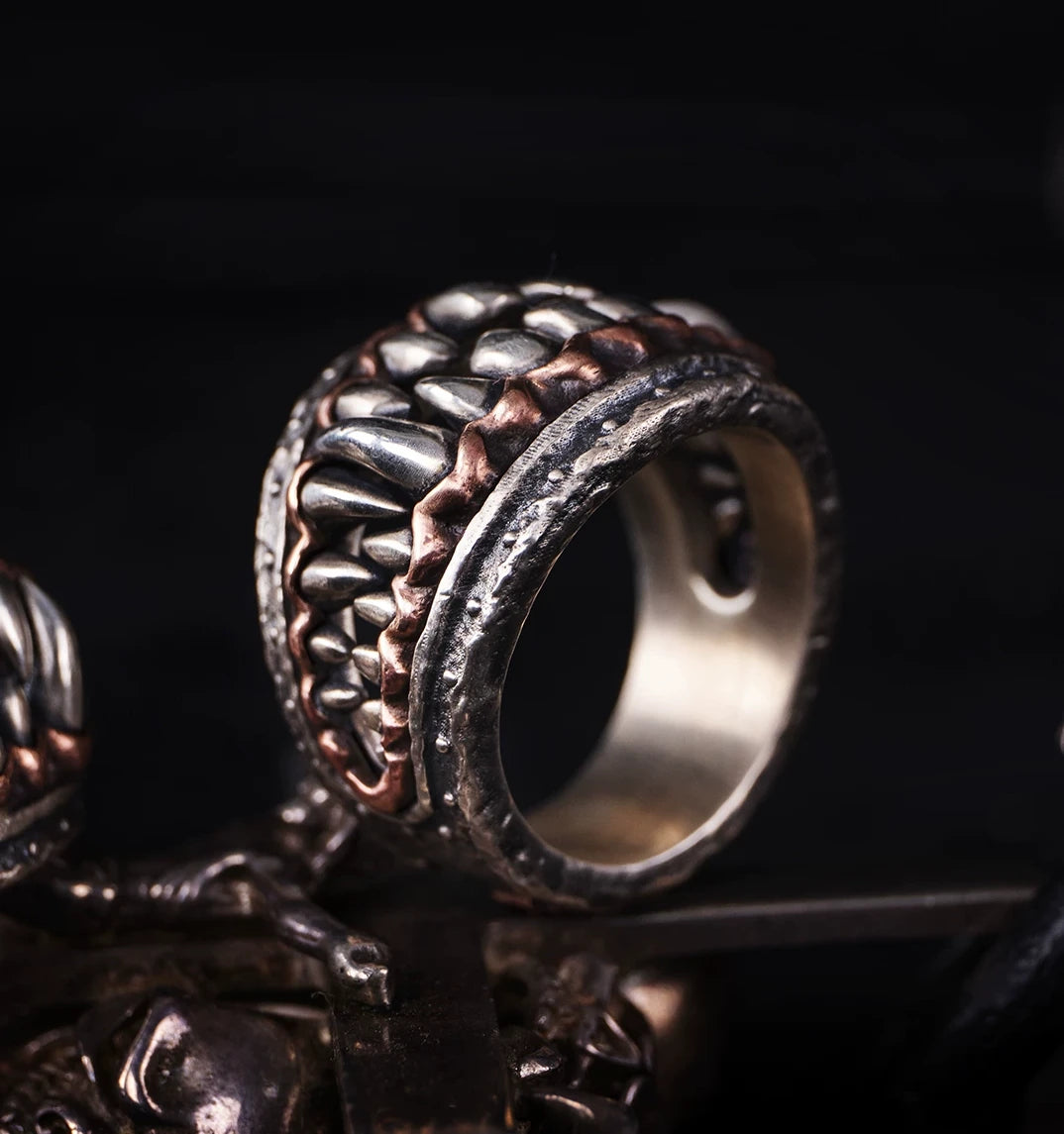Fierce Teeth Skull 925 Sterling Silver Biker Ring – view 2