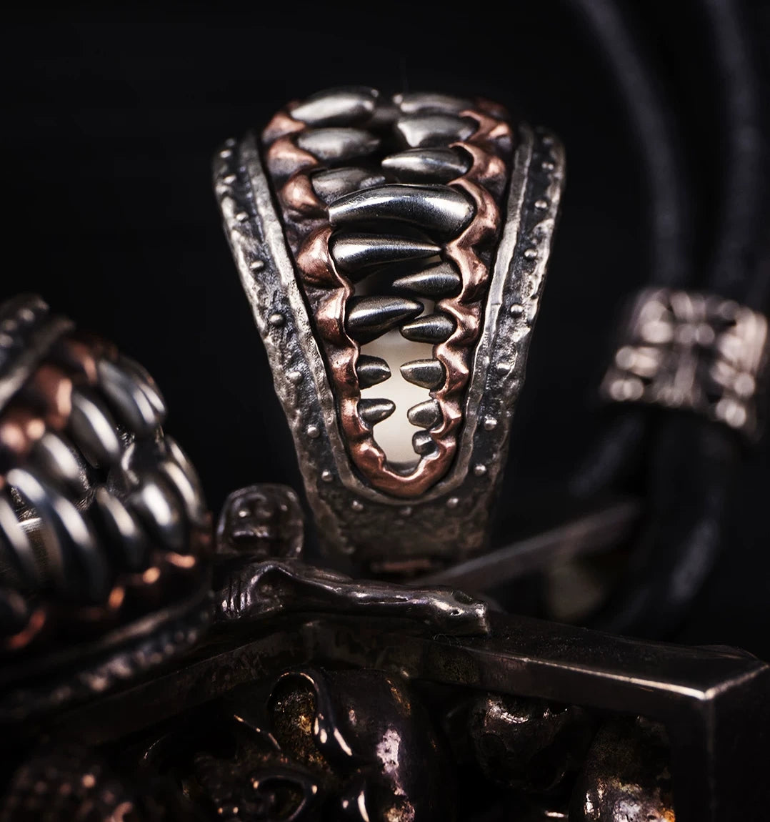 Fierce Teeth Skull 925 Sterling Silver Biker Ring – view 3