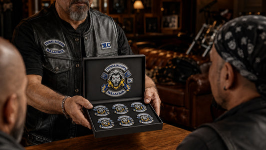 Create member badges built around your club featuring a custom metal motorcycle club badge made with an approved club logo.