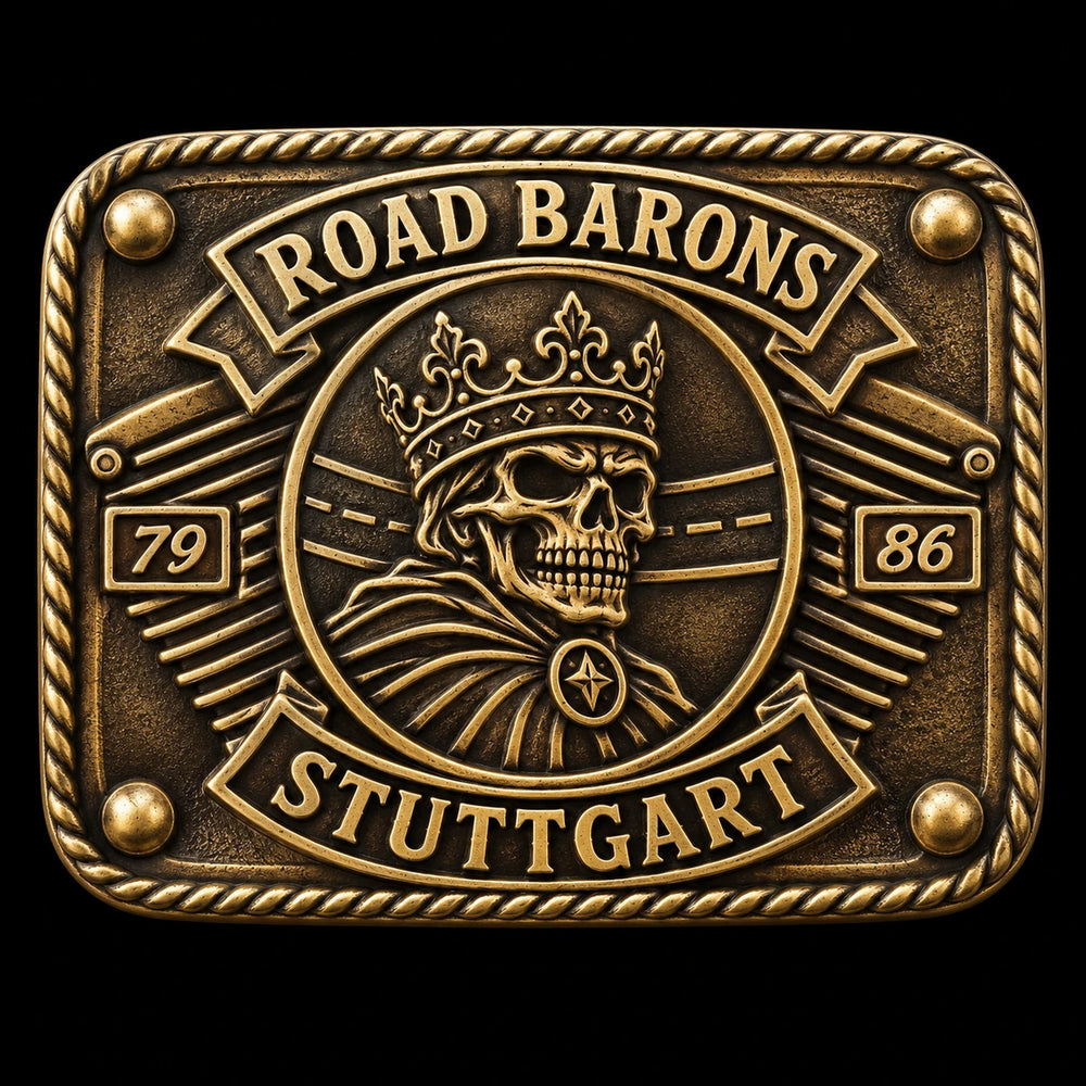 Antique Brass custom motorcycle club belt buckle