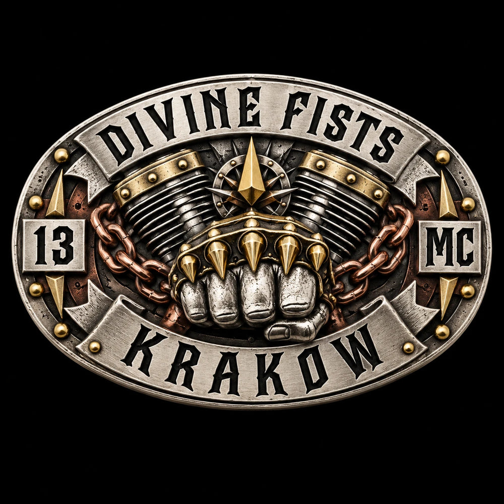 Natural Mixed-Metal Finish custom motorcycle club belt buckle