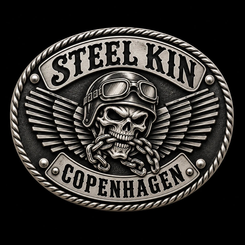 Satin Finish custom motorcycle club belt buckle