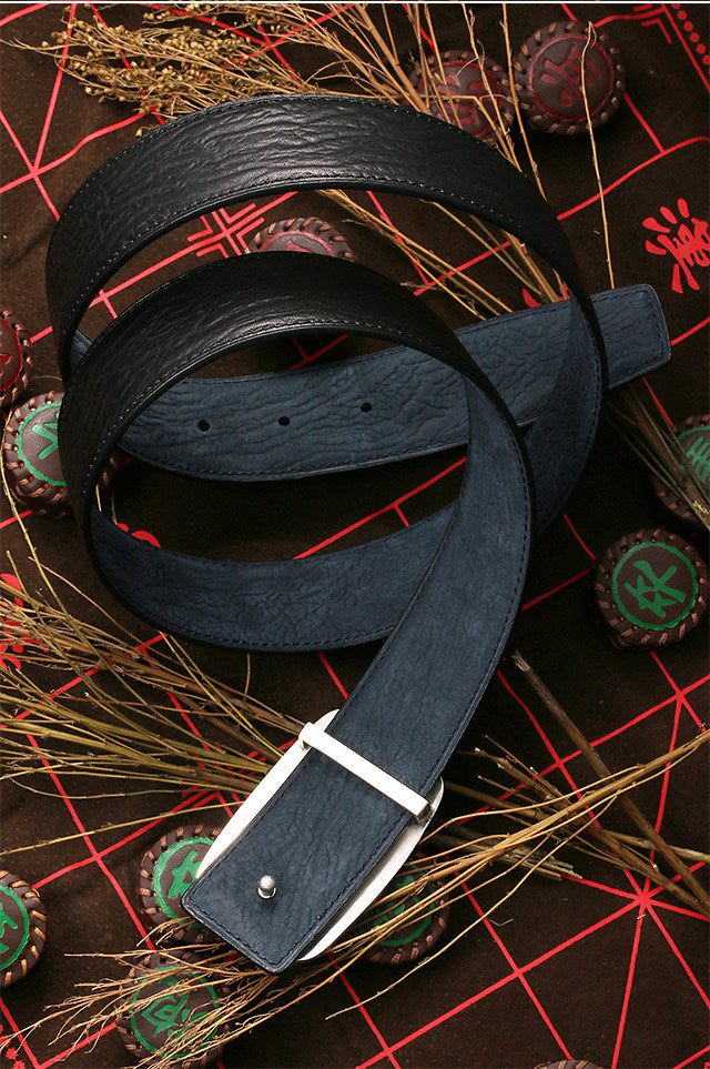 Five Bats Longevity Silver Shark Leather Biker Belt — product view