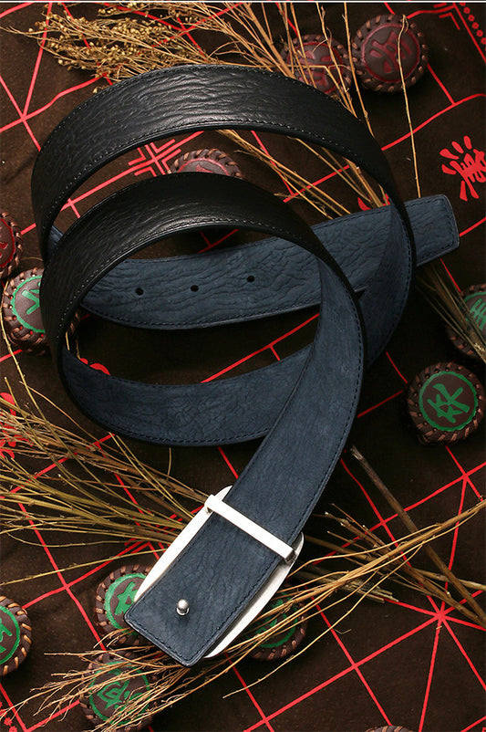 Five Bats Longevity Silver Shark Leather Biker Belt — product view