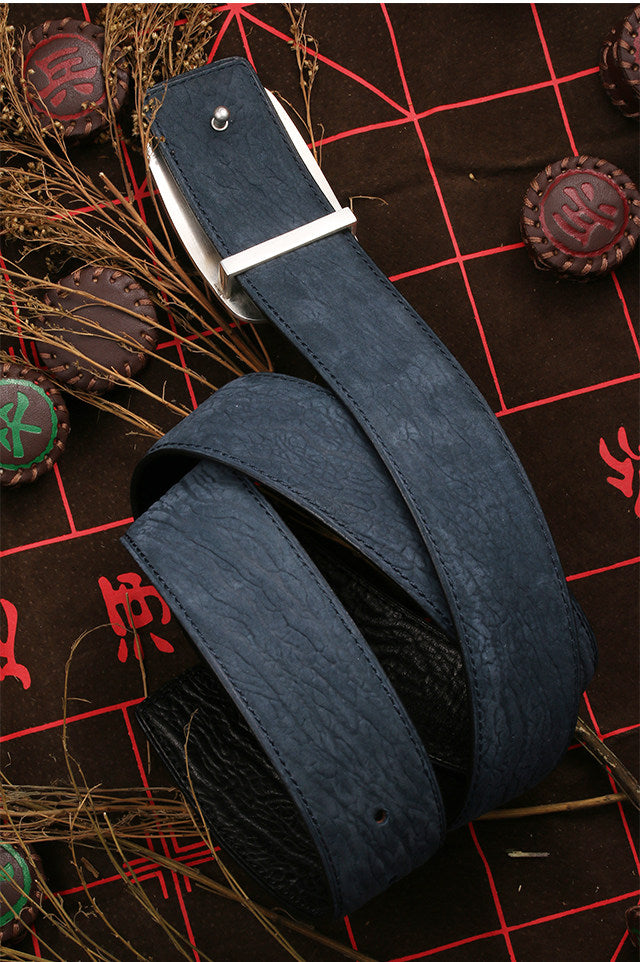 Five Bats Longevity Silver Shark Leather Biker Belt — detail view 2