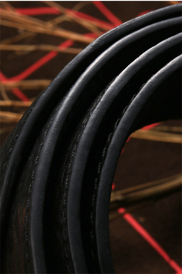 Five Bats Longevity Silver Shark Leather Biker Belt — detail view 11