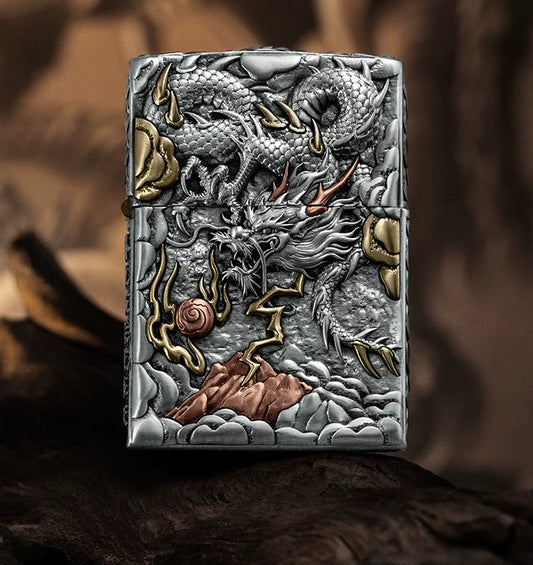 Flying Dragon 3D Relief Biker Lighter – product-only front view