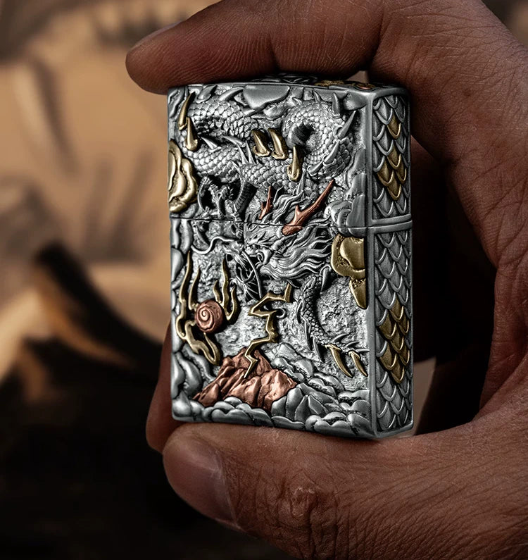 Flying Dragon 3D Relief Biker Lighter – clean product detail view 3