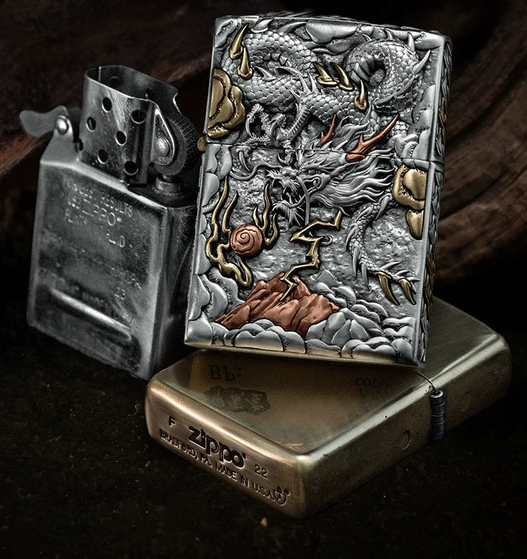 Flying Dragon 3D Relief Biker Lighter – clean product detail view 4