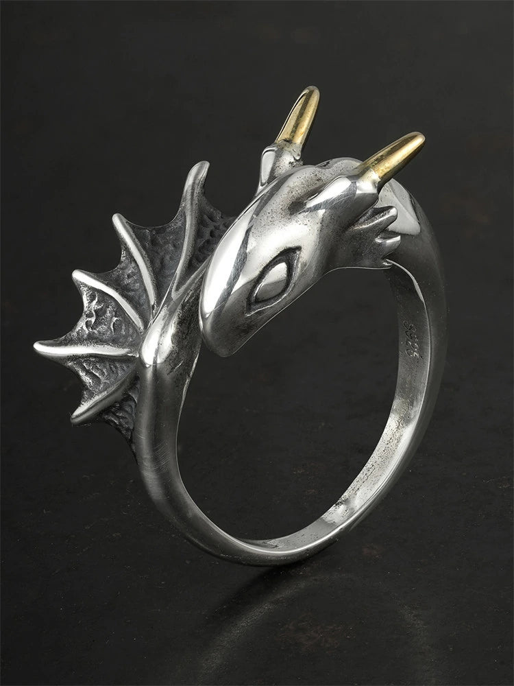 Flying Dragon 925 Sterling Silver Adjustable Open Ring product view 1