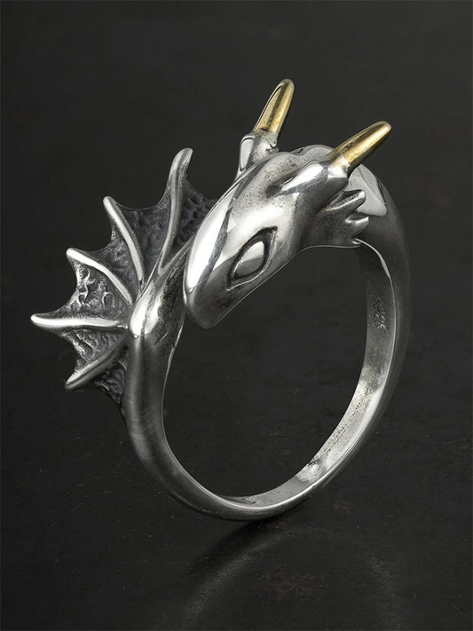 Flying Dragon 925 Sterling Silver Adjustable Open Ring product view 1