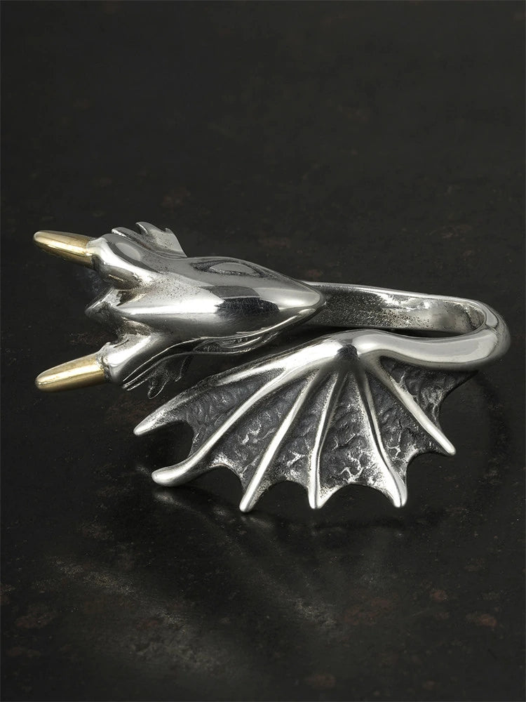 Flying Dragon 925 Sterling Silver Adjustable Open Ring product view 3