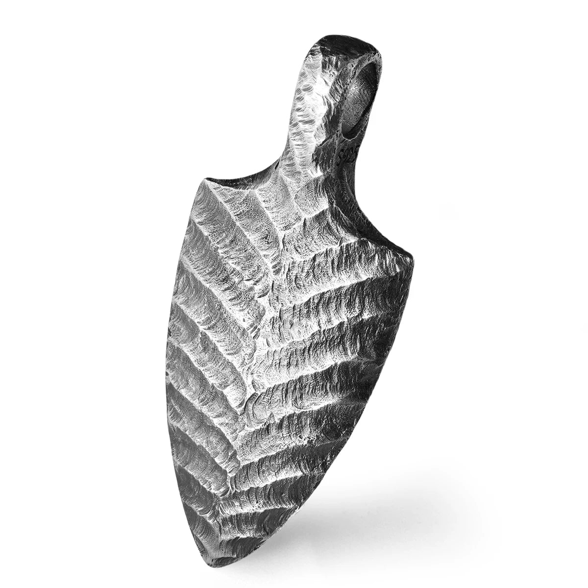 Complete forged arrowhead silver pendant on white