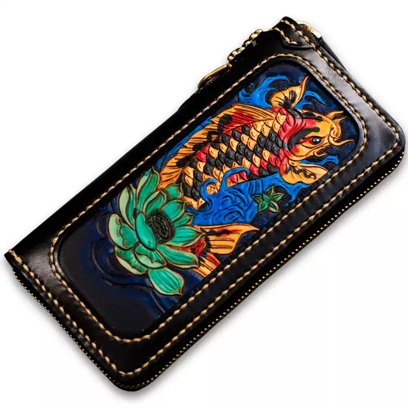 Fortune koi long wallet on white background