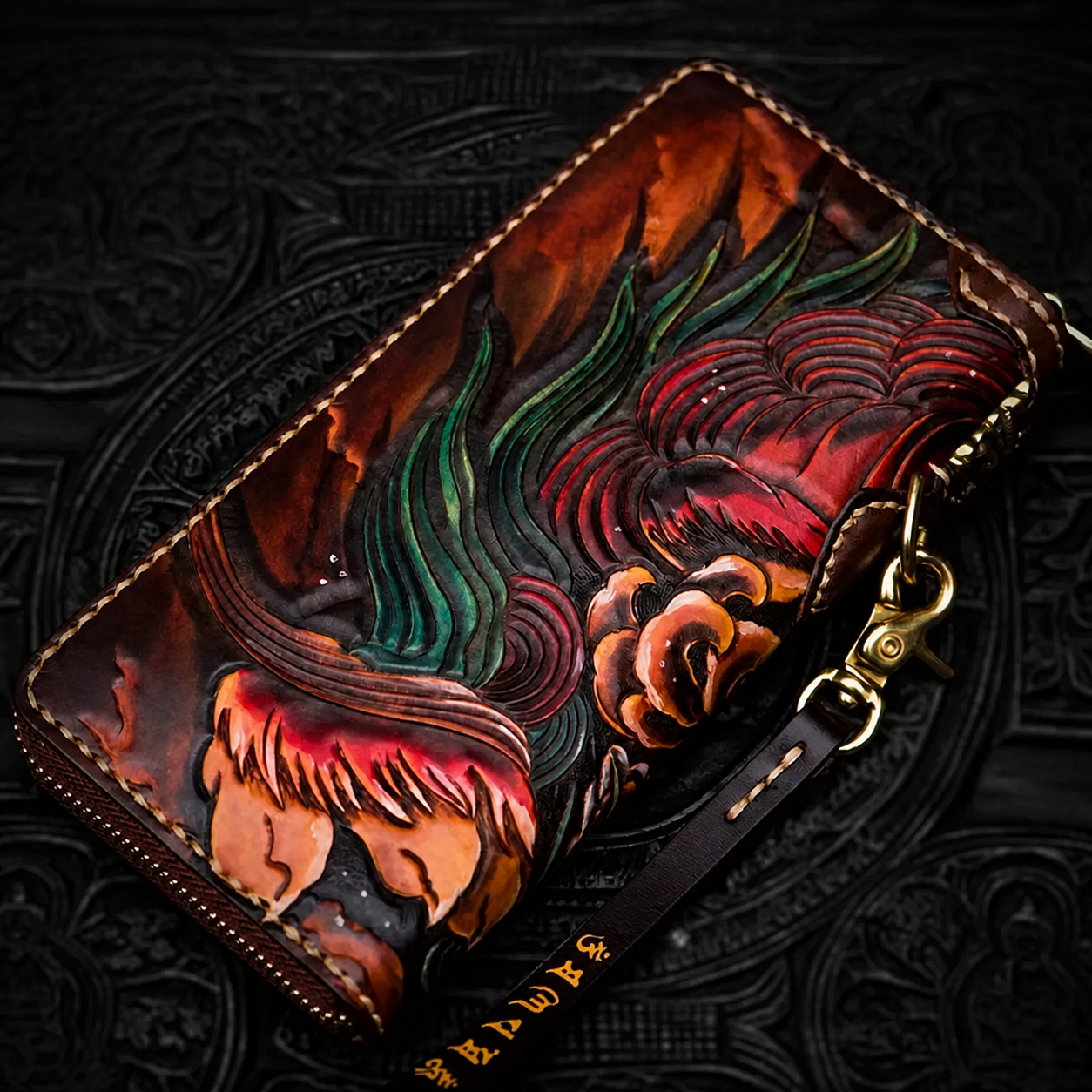 auspicious phoenix leather wallet rear view