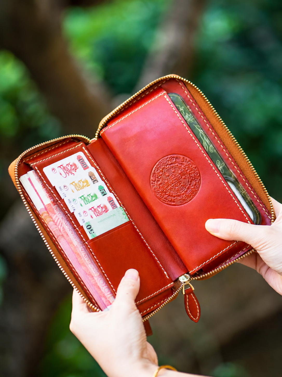 fortune nine palace leather biker wallet 3
