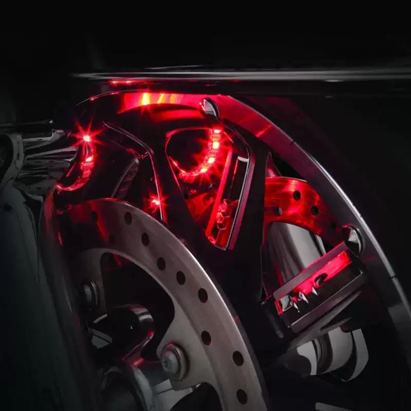 Harley front wheel LED accent light kit illuminated red
