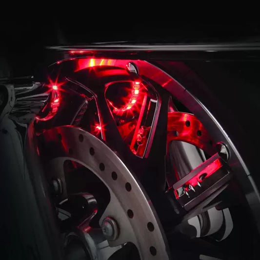 Harley front wheel LED accent light kit illuminated red
