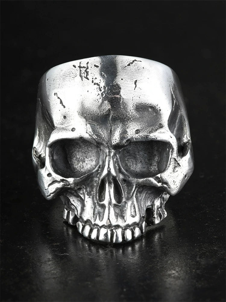 Full Face Skull 925 Sterling Silver Biker Ring product view 1