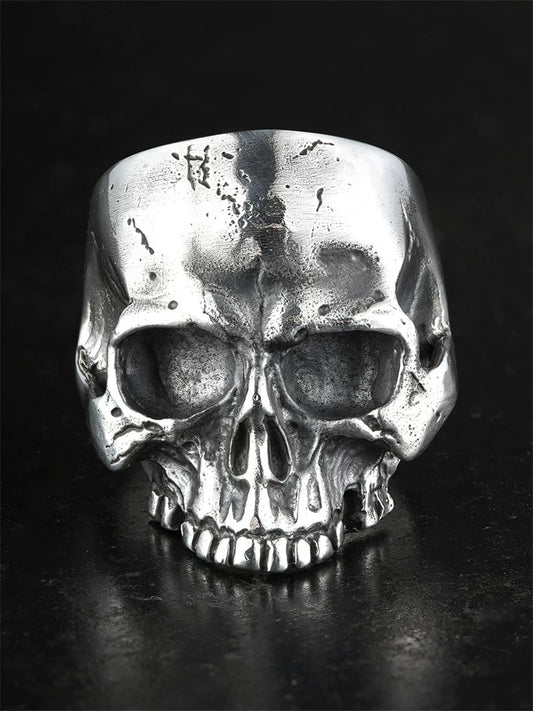 Full Face Skull 925 Sterling Silver Biker Ring product view 1