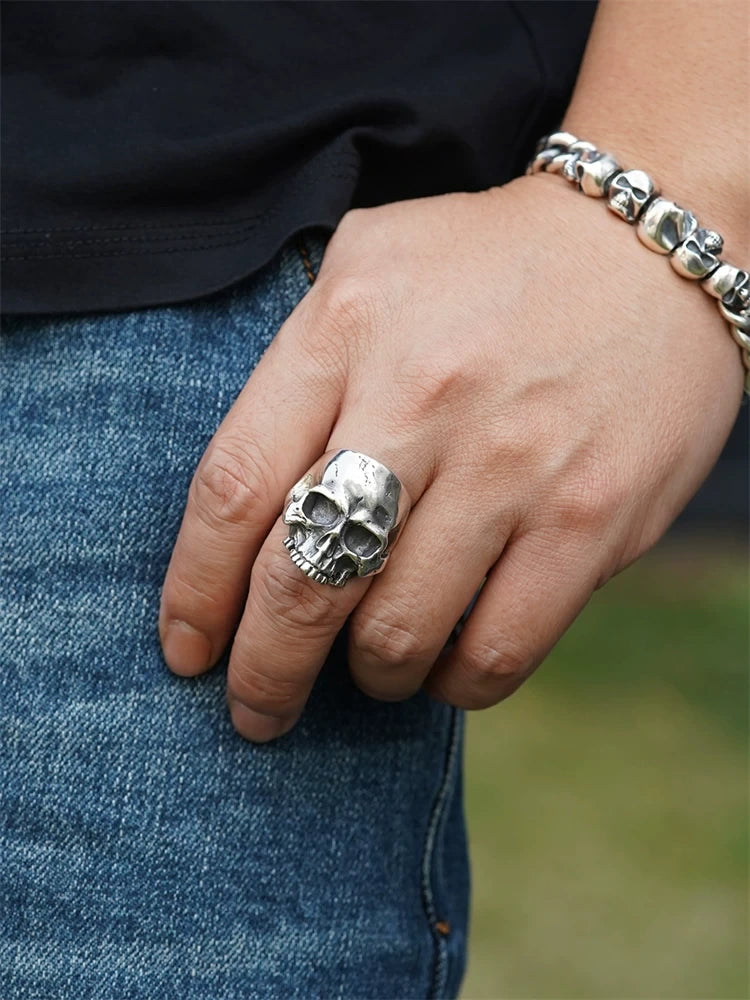 Full Face Skull 925 Sterling Silver Biker Ring product view 3
