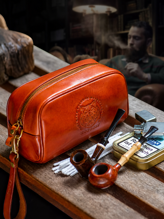 full grain leather biker pipe edc organizer 1
