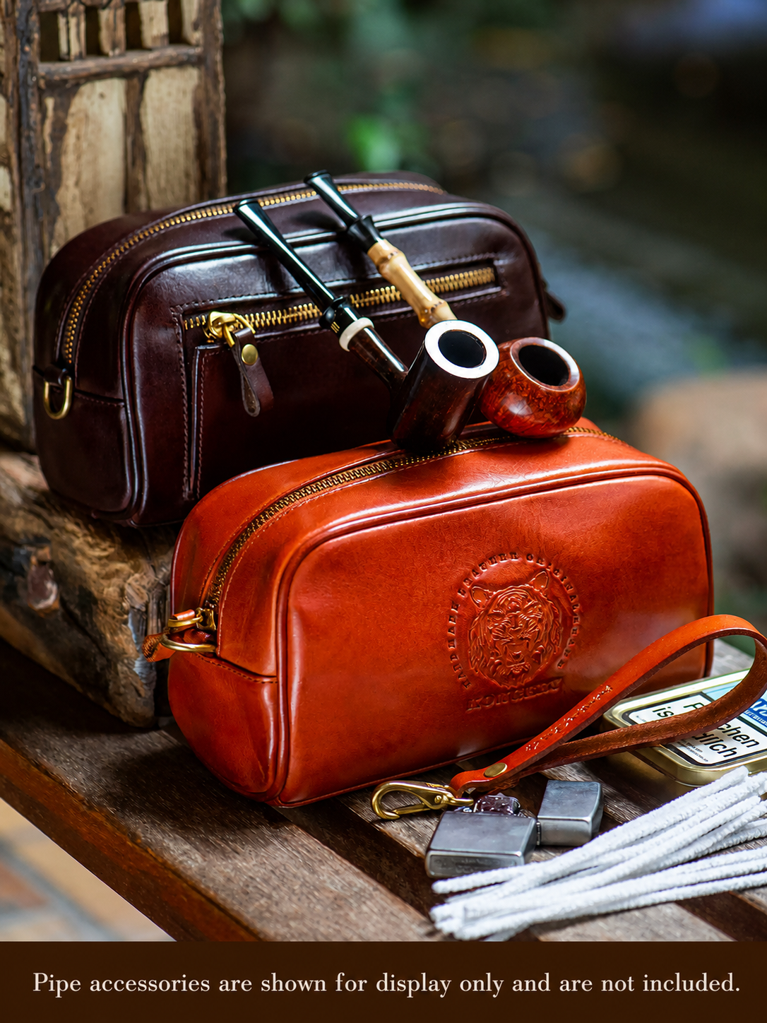 full grain leather biker pipe edc organizer 3