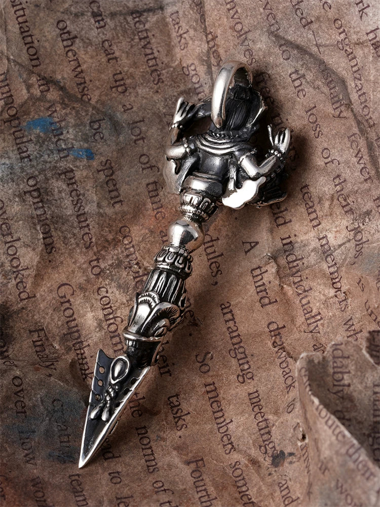 Ganesha vajra silver pendant back view