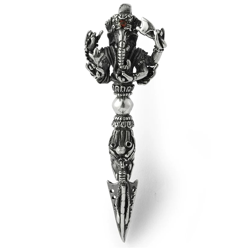 Complete Ganesha vajra sterling silver pendant on white