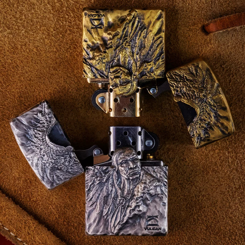 Gazing Chief Hand-Carved Biker Lighter Case 4 detail view