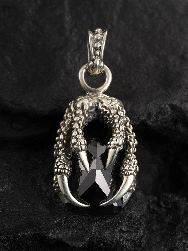 gemstone dragon claw sterling silver biker pendant product view 1