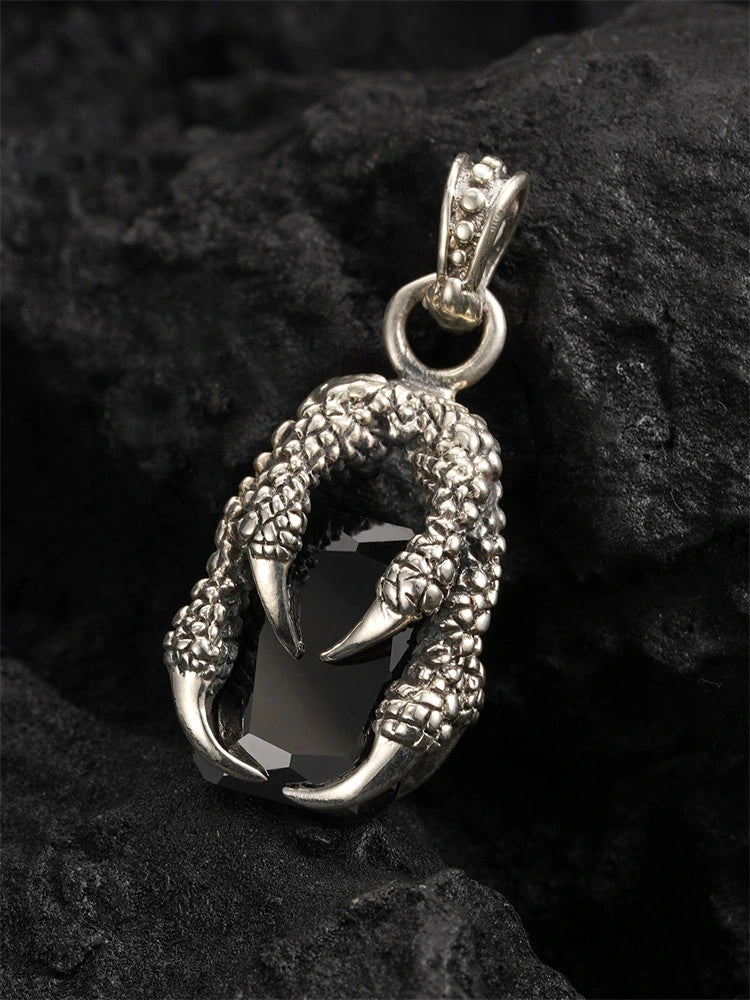 gemstone dragon claw sterling silver biker pendant product view 2